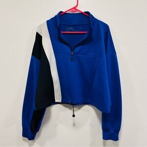 Sports Illustrated Blue and Black Colorblock Cropped Sweatshirt size XL